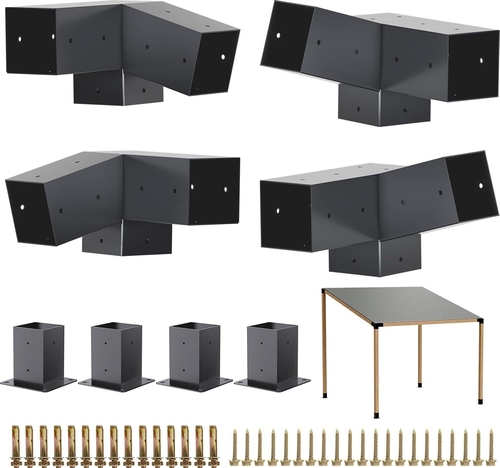 Latest company news about 15 ° schäbige Dachhalterungen 75 ° Pergola Eckhalterung mit postbasisem Pavillon -Kit für 4x4 '' Holzbalken Holzschuppen