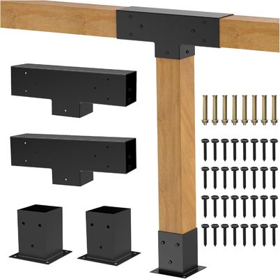 30°-Pergola-Halterungs-Set für 4x4-Holz, L-förmiger DIY-Holzverbinder, Hardware für den Bau von Pergolen und Veranden im Freien