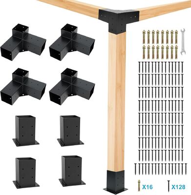 Schwerlast-Pergola-Winkel-Set für 4x4-Pfosten – 3-Wege-schräger Außen-Pergola-Verbinder