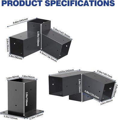 Outdoor-Pergola-Hardware-Kit – 4x4 Zoll 3-Wege-Schrägwinkel-Metallhalterungen